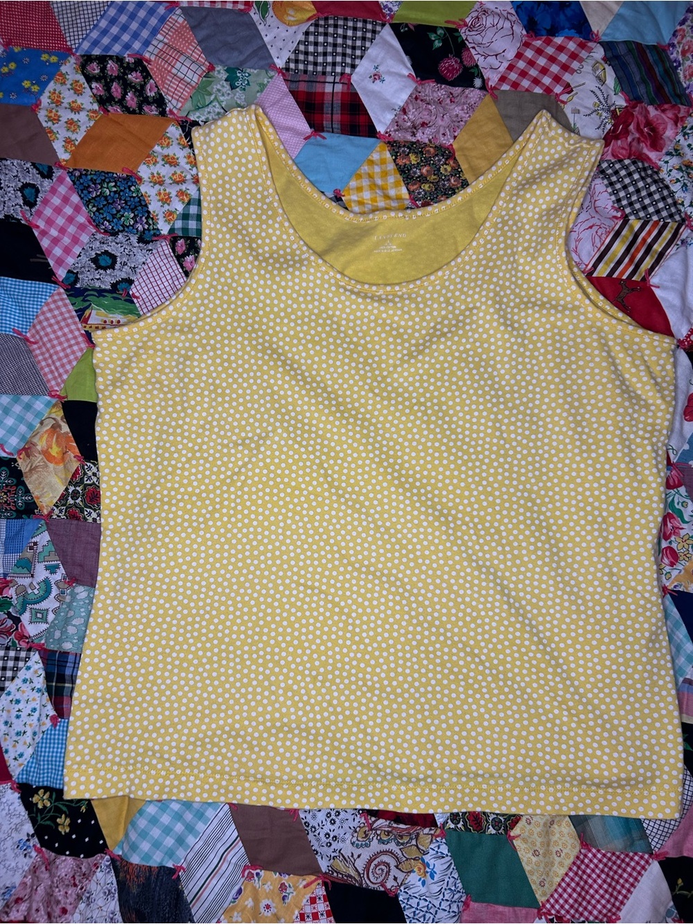 Lands' End Yellow Polka Dot Scoop Neck Tank